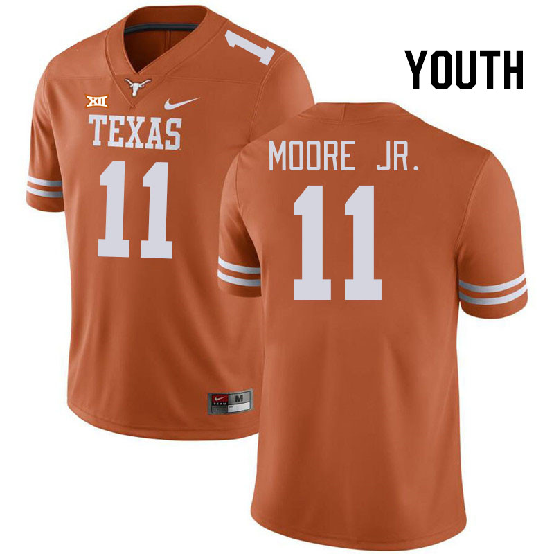 Youth #11 DeAndre Moore Jr. Texas Longhorns College Football Jerseys Stitched Sale-Black